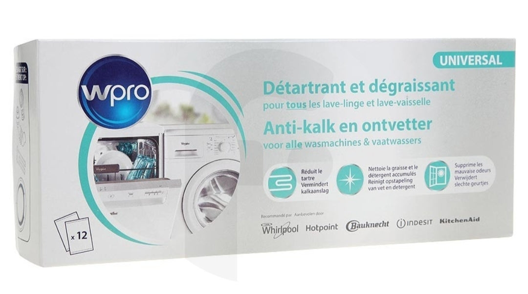 Ariston - Nettoyant anti calcaire et détergent pour machines à laver et lave-vaisselle - 10 sachets