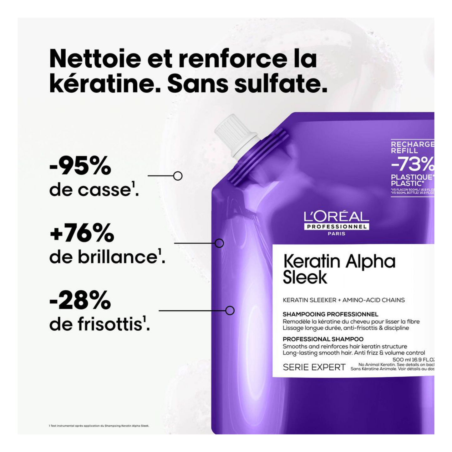 L'Oréal Professionnel - Keratin Alpha Sleek - Shampoing - 500 ML - RECHARGE